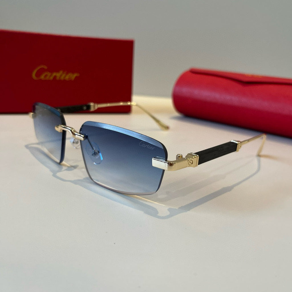 Cartier Lightweight Metal Rimless Blue Lens Sunglasses for Men & Wome - 935092 - detail image 3