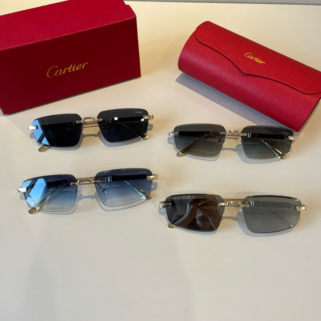 Cartier Lightweight Metal Rimless Blue Lens Sunglasses for Men & Wome - 935092 - detail image 10