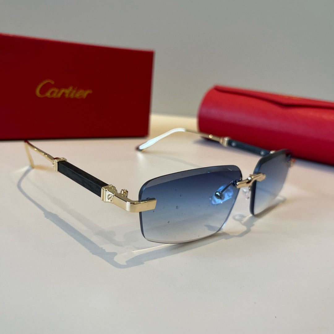Cartier Lightweight Metal Rimless Blue Lens Sunglasses for Men & Wome - 935092