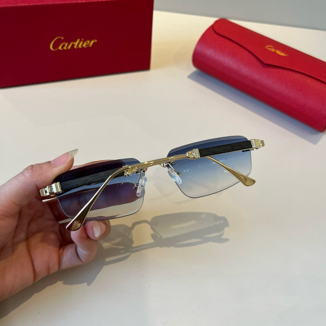 Cartier Lightweight Metal Rimless Blue Lens Sunglasses for Men & Wome - 935092 - detail image 8