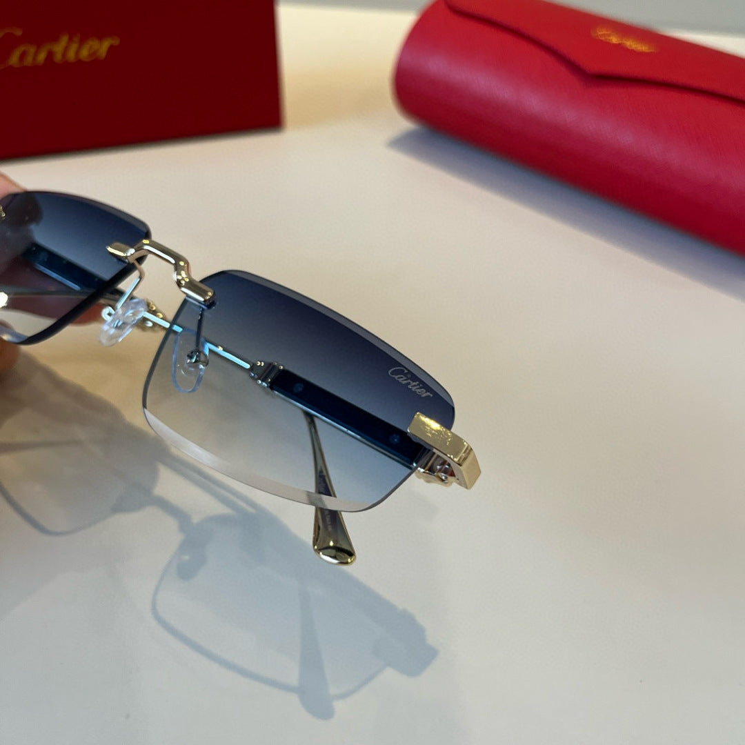 Cartier Lightweight Metal Rimless Blue Lens Sunglasses for Men & Wome - 935092 - detail image 6
