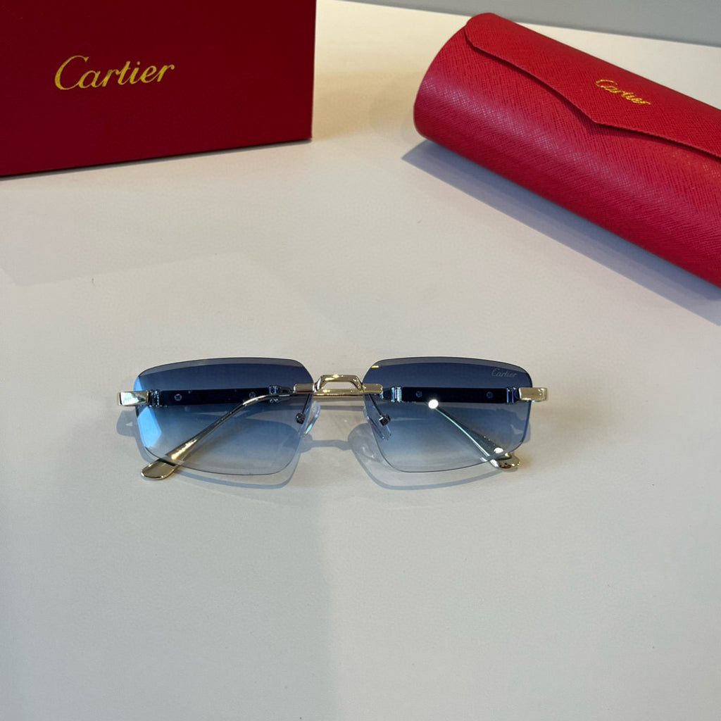 Cartier Lightweight Metal Rimless Blue Lens Sunglasses for Men & Wome - 935092 - detail image 4