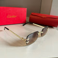 Cartier Lightweight Metal Rimless Brown Lens Sunglasses for Men & Wom - 935081