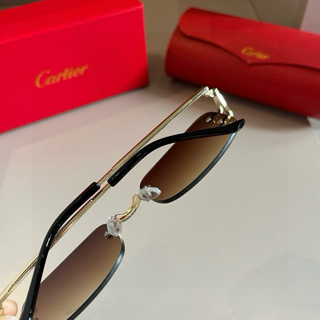 Cartier Lightweight Metal Rimless Brown Lens Sunglasses for Men & Wom - 935081 - detail image 6