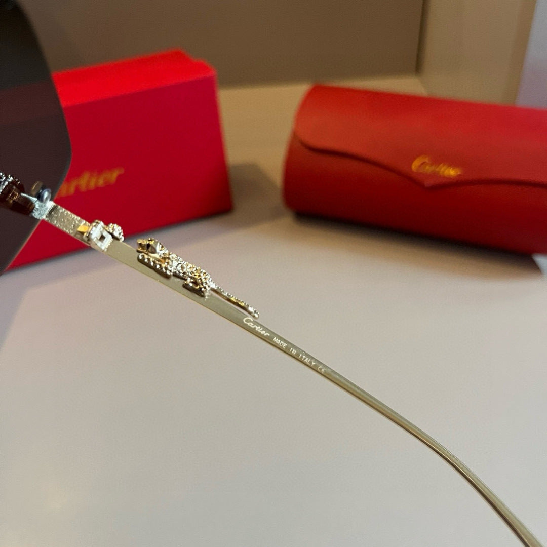 Cartier Lightweight Metal Rimless Gold Lens Sunglasses for Men & Wome - 935093 - detail image 9