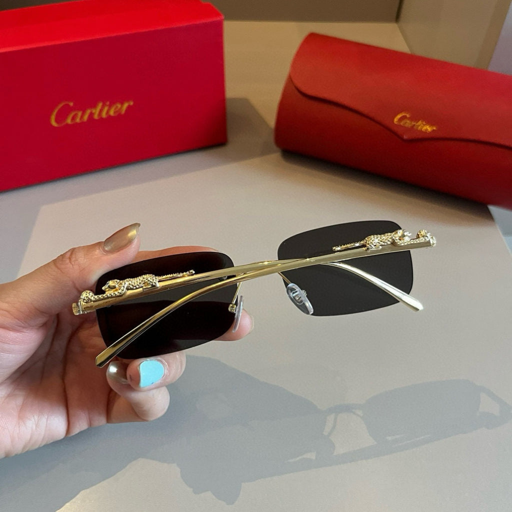 Cartier Lightweight Metal Rimless Gold Lens Sunglasses for Men & Wome - 372246 - detail image 8