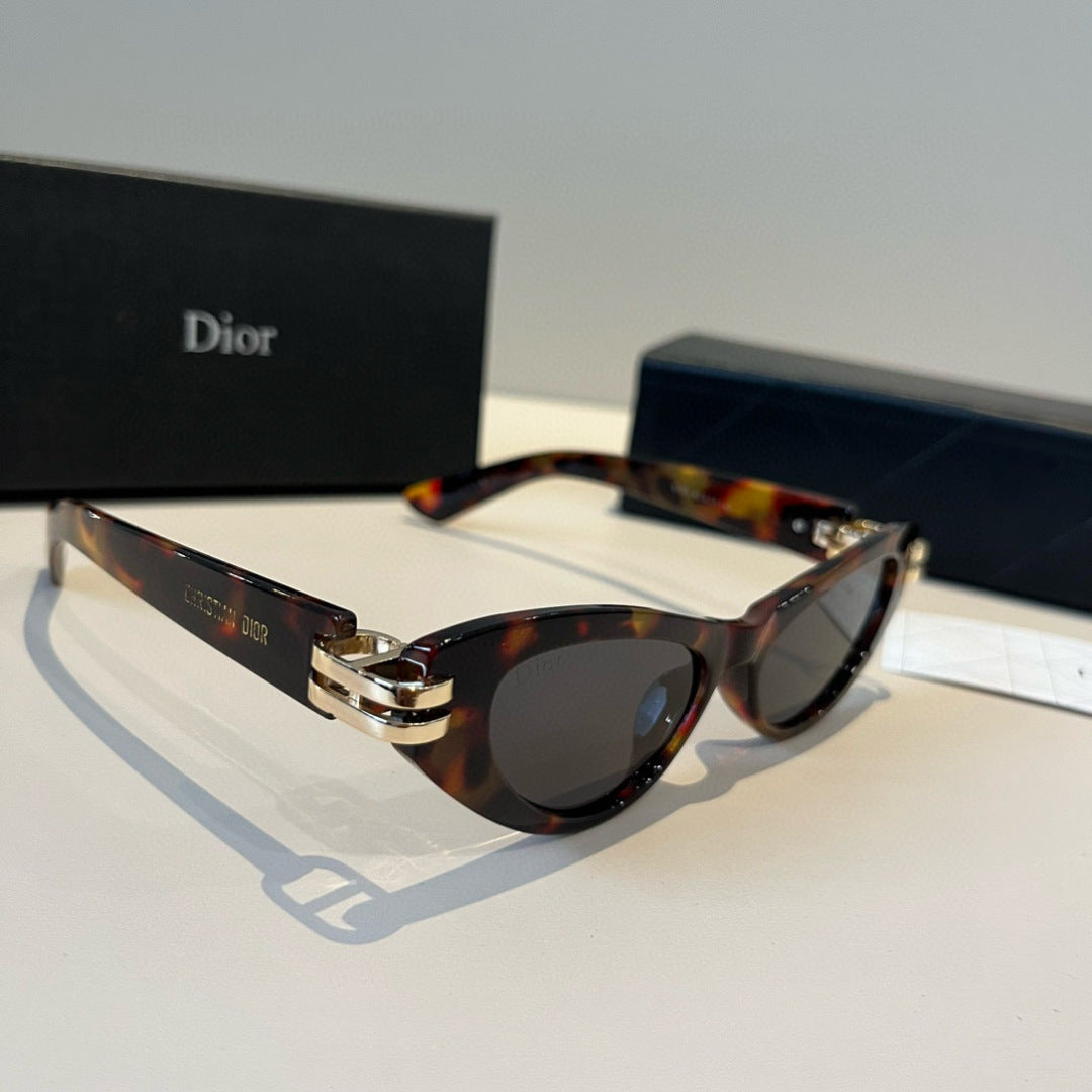 Dior Metal Cat-Eye Black Lens Sunglasses for Men & Women