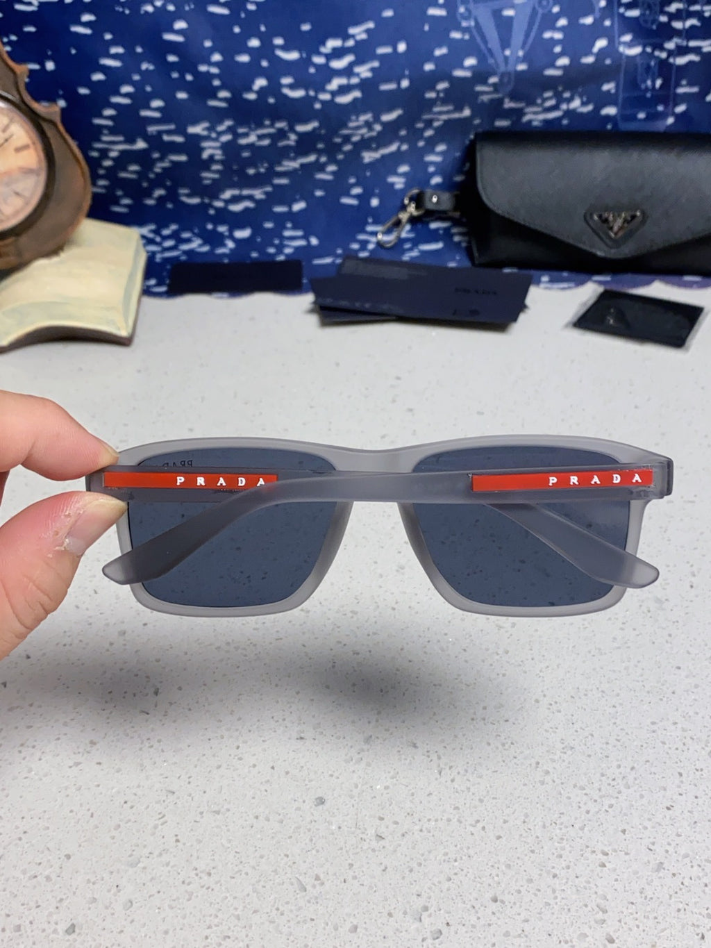 Prada Polarized Square Blue Lens Sunglasses for Men & Women - 398884 - detail image 5