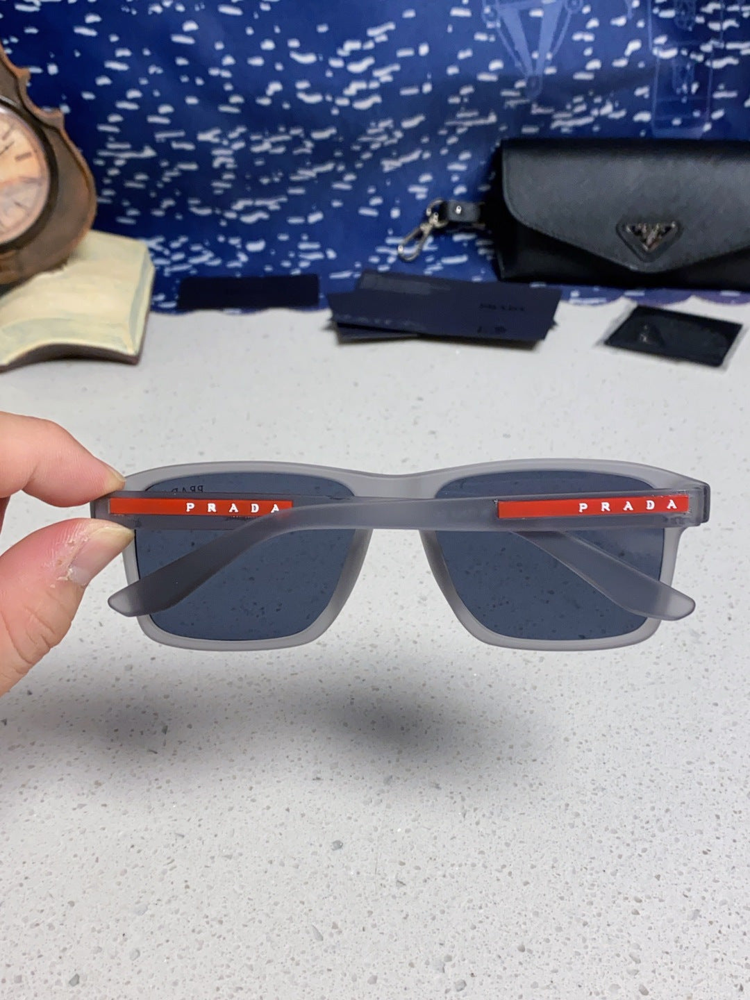 Prada Polarized Square Blue Lens Sunglasses for Men & Women - 398884 - detail image 5