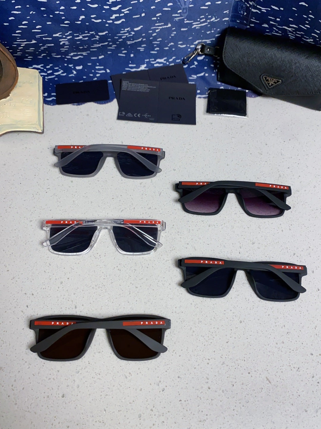 Prada Polarized Square Blue Lens Sunglasses for Men & Women - 398888 - detail image 11