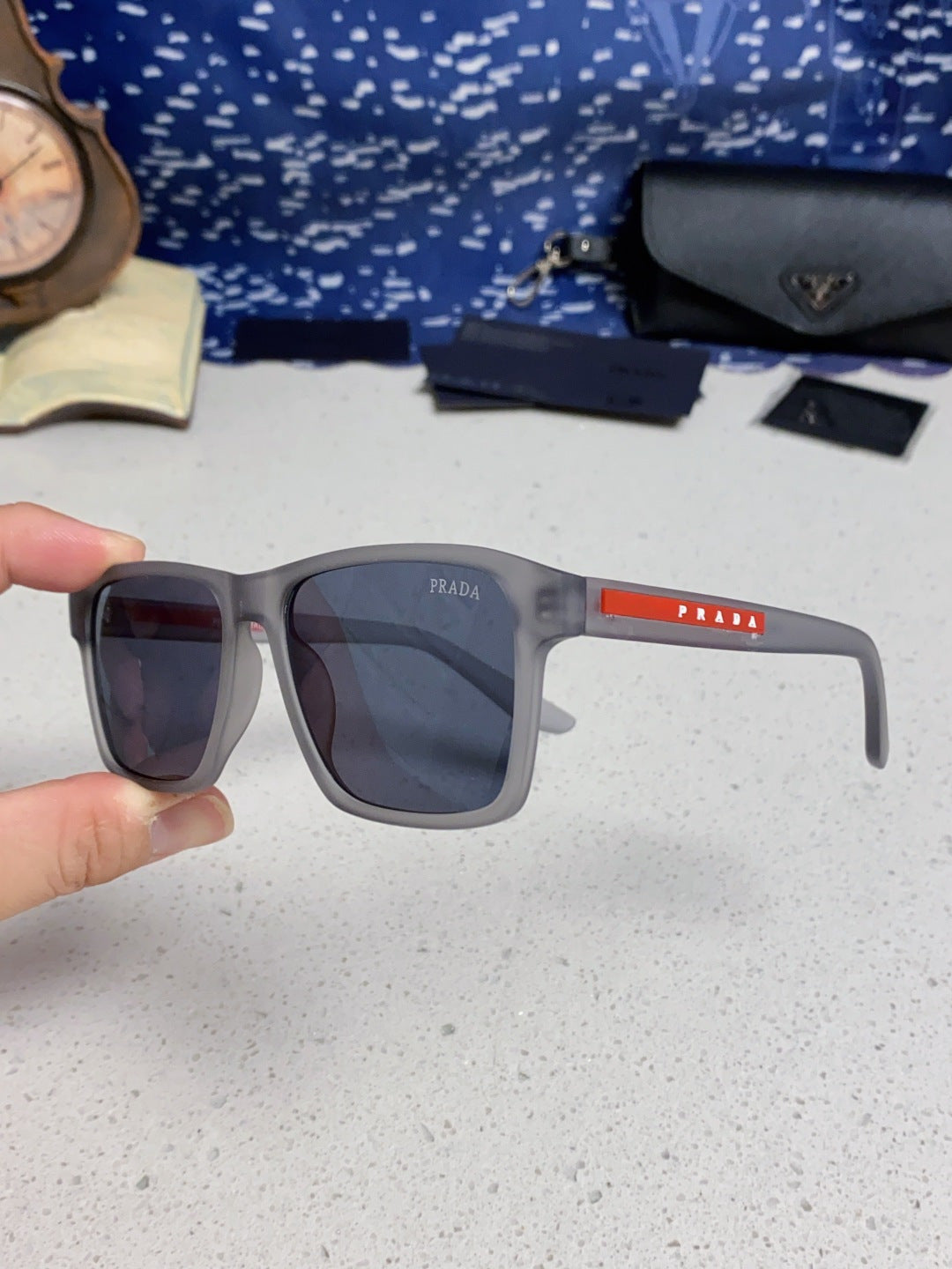 Prada Polarized Square Blue Lens Sunglasses for Men & Women - 398884 - detail image 6