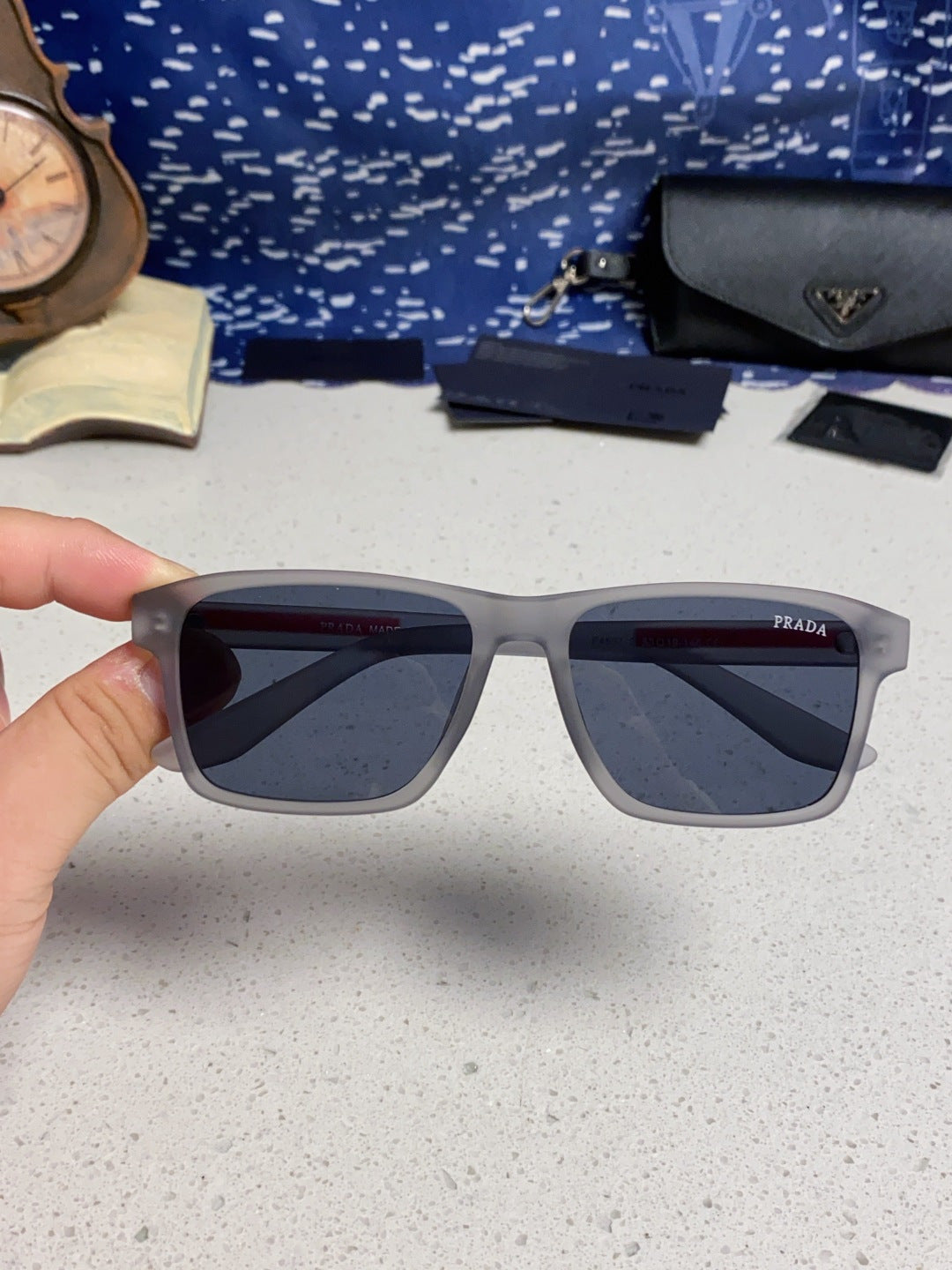 Prada Polarized Square Blue Lens Sunglasses for Men & Women - 398884 - detail image 4