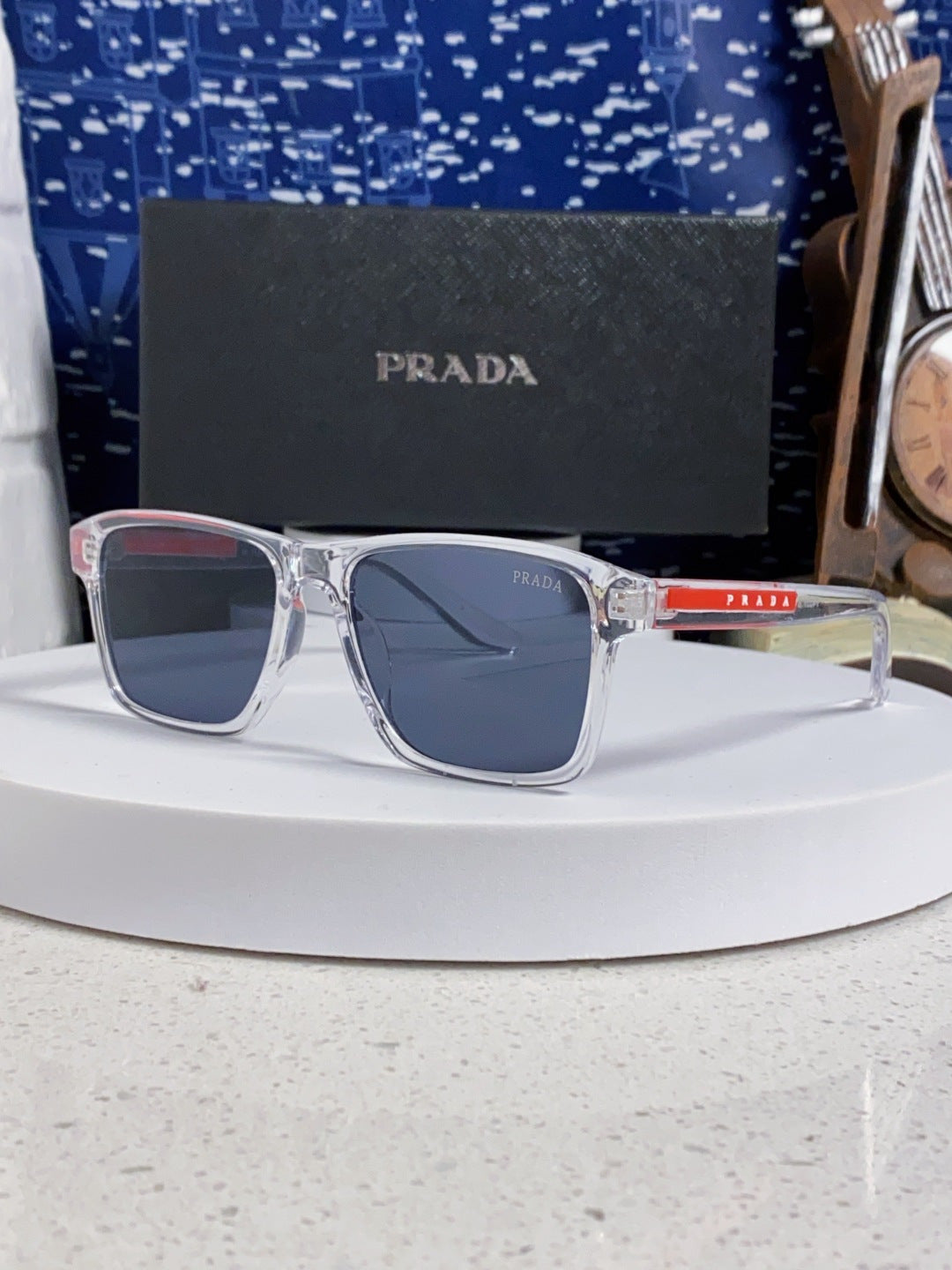 Prada Polarized Square Blue Lens Sunglasses for Men & Women - 398885