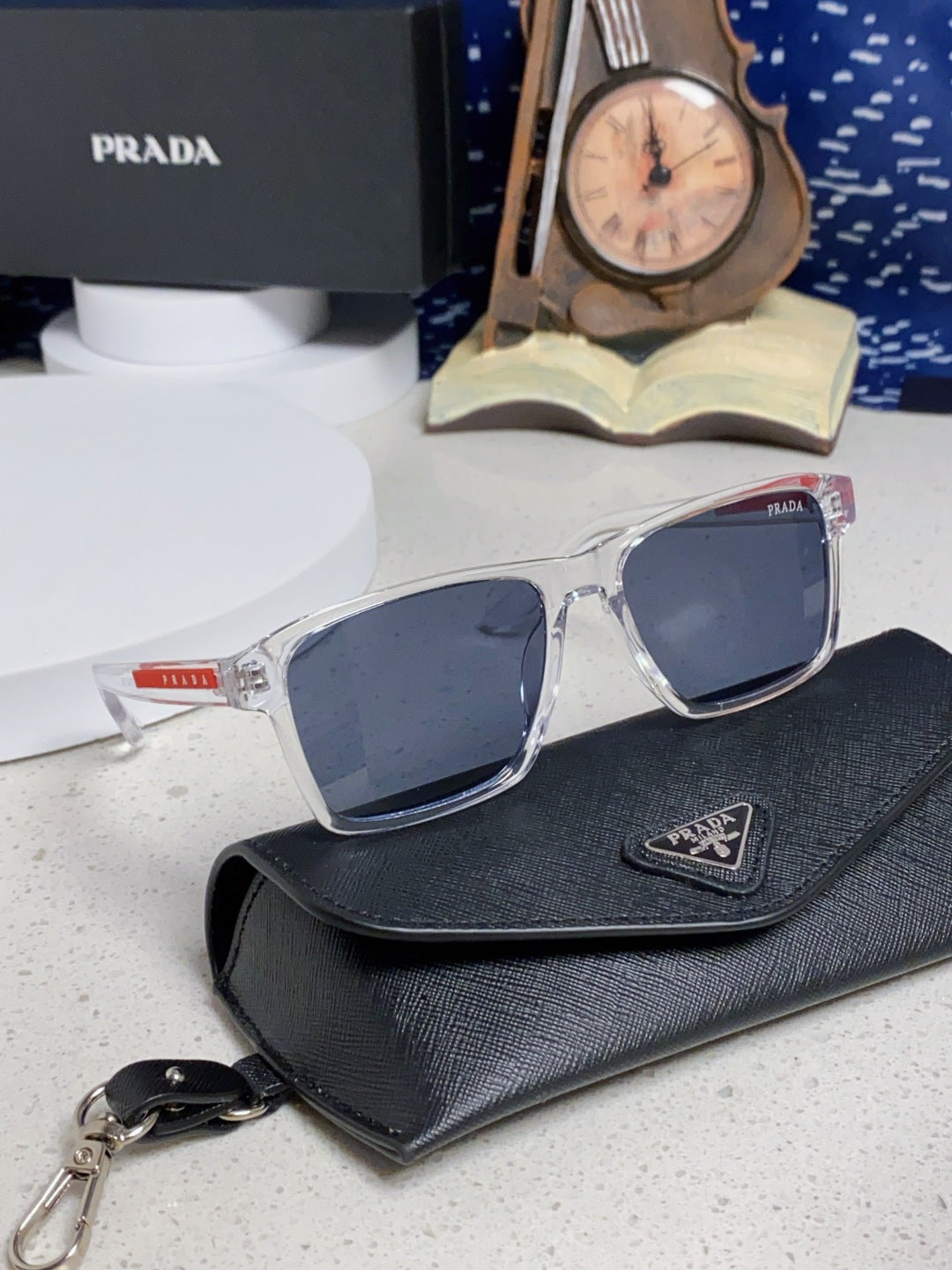 Prada Polarized Square Blue Lens Sunglasses for Men & Women - 398885 - detail image 10