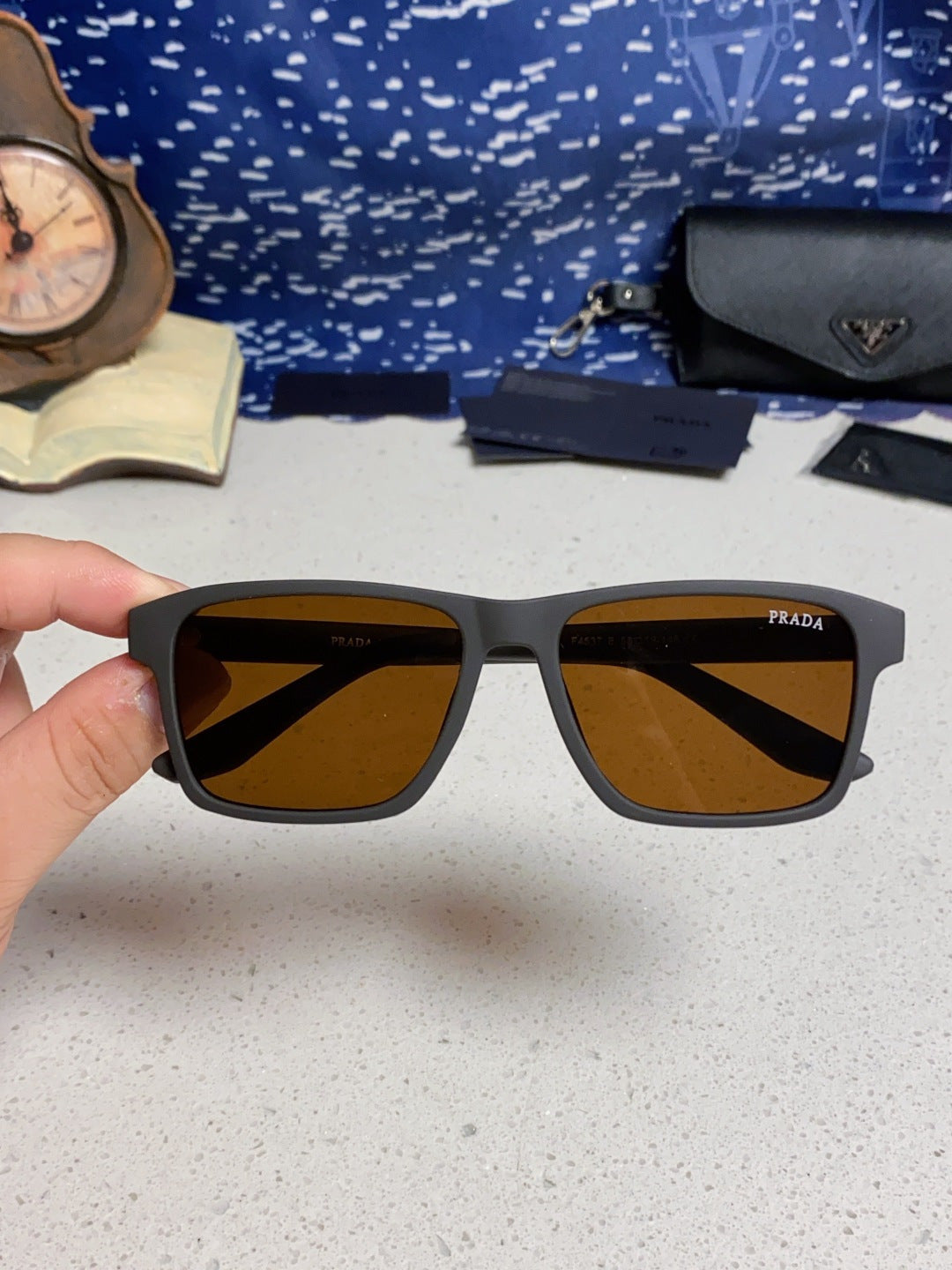 Prada Polarized Square Brown Lens Sunglasses for Men & Women - 398886 - detail image 4