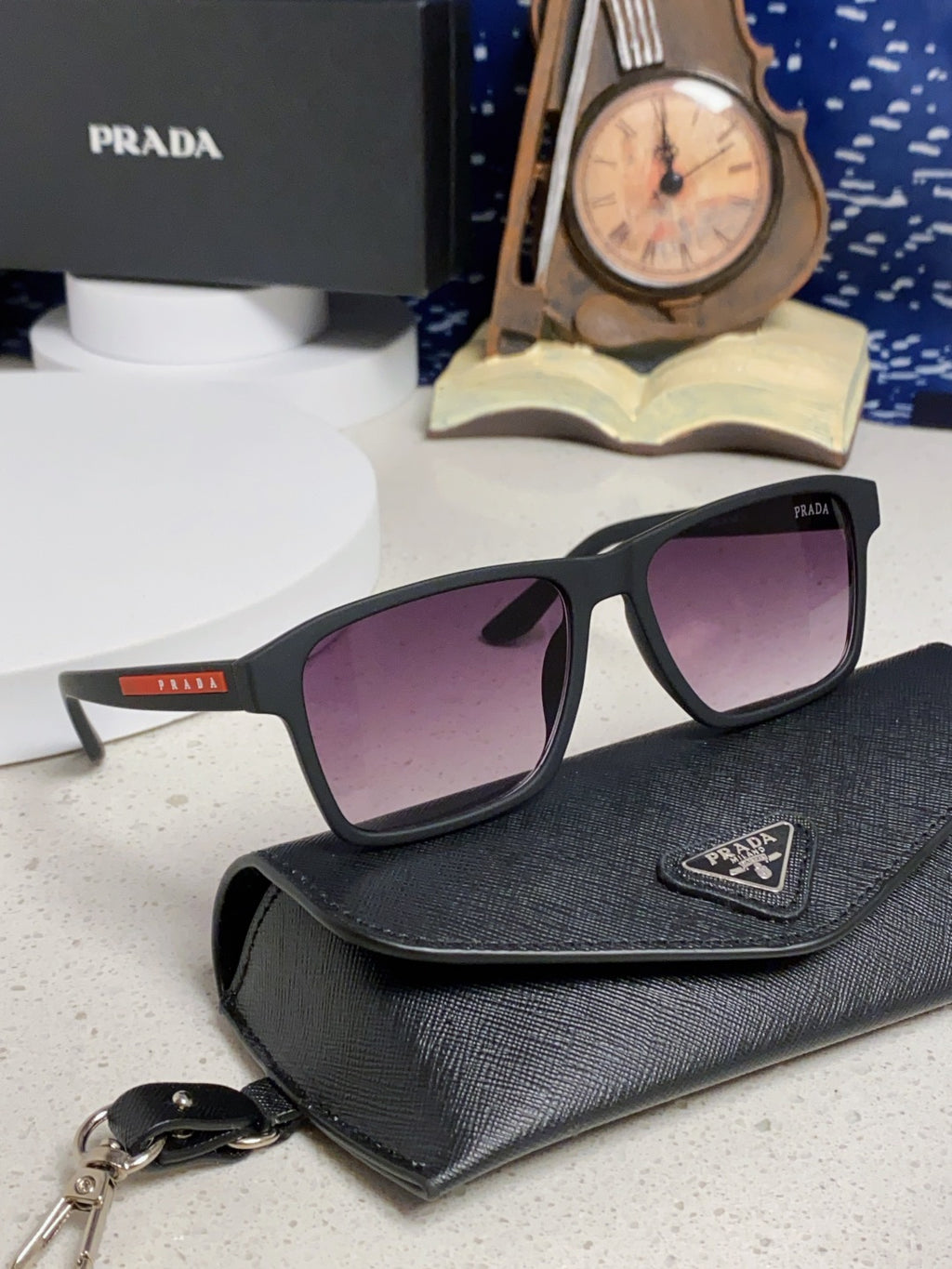 Prada Polarized Square Silver Lens Sunglasses for Men & Women - detail image 10