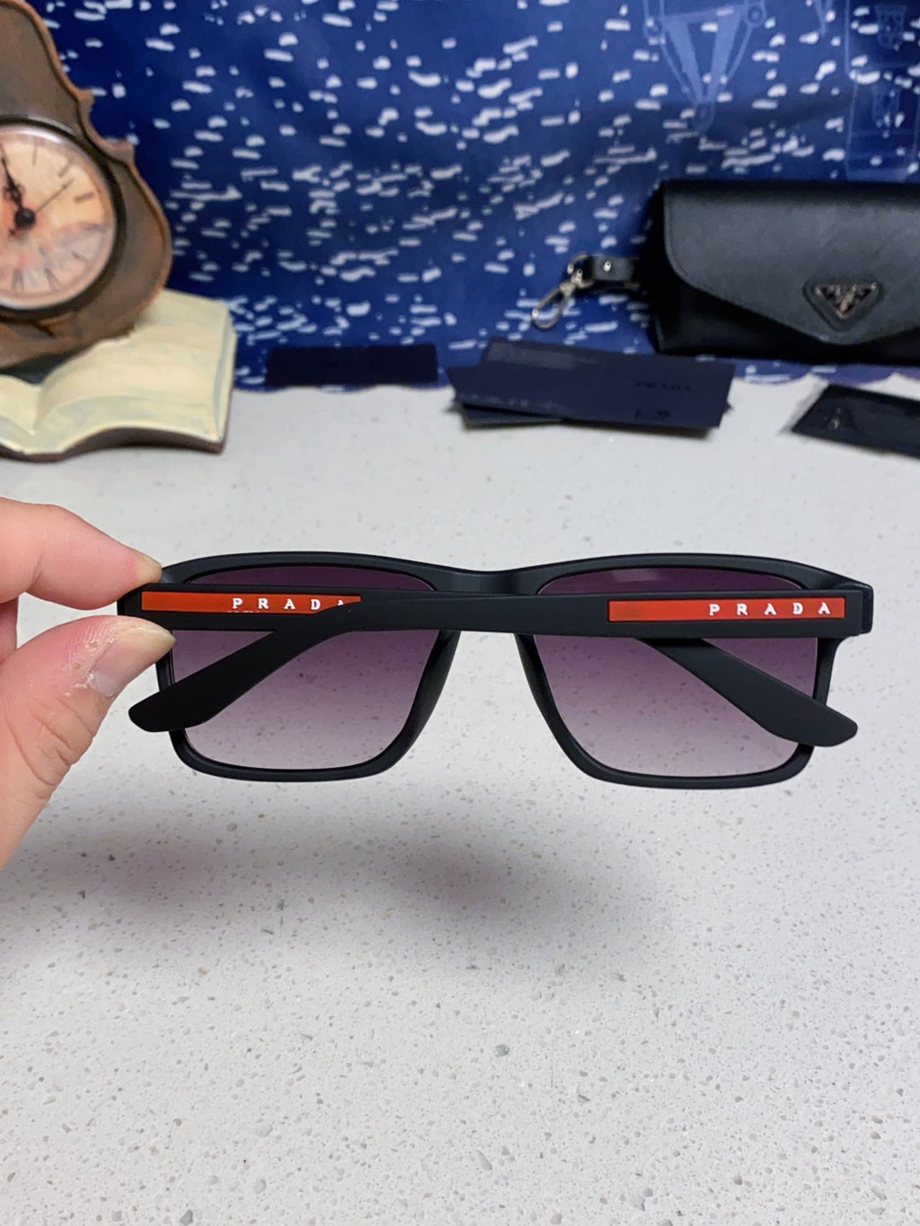 Prada Polarized Square Silver Lens Sunglasses for Men & Women - detail image 5