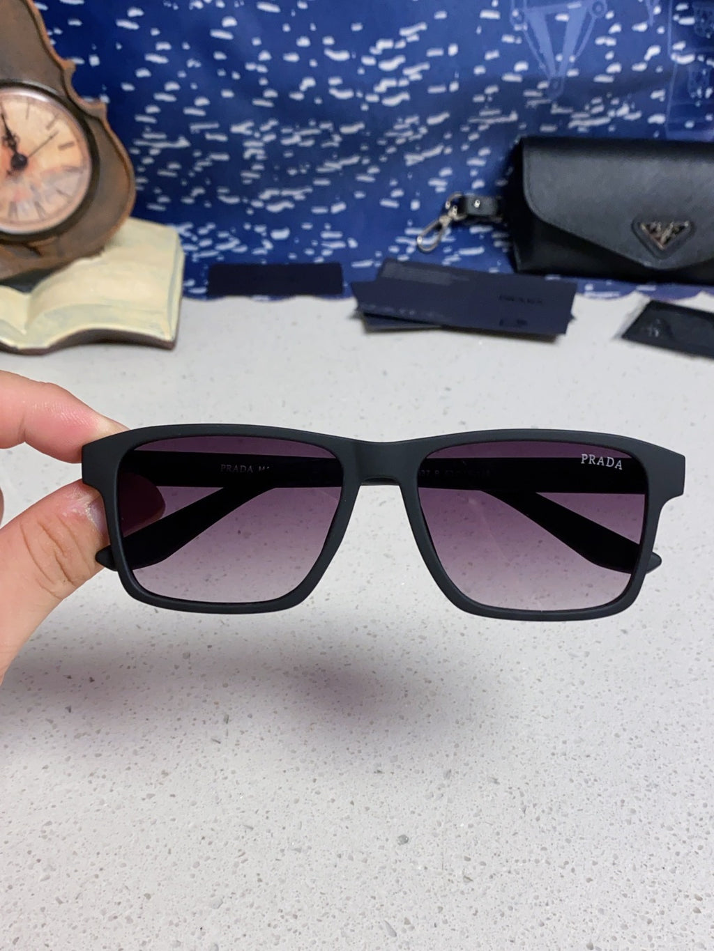 Prada Polarized Square Silver Lens Sunglasses for Men & Women - detail image 4