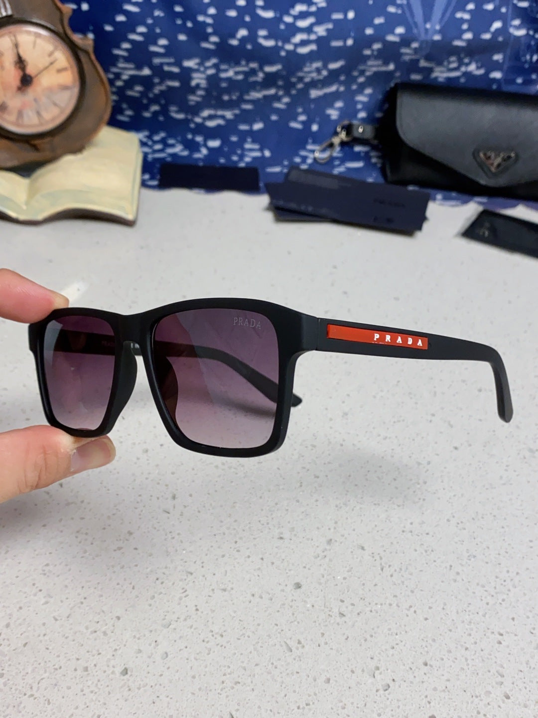 Prada Polarized Square Silver Lens Sunglasses for Men & Women - detail image 6