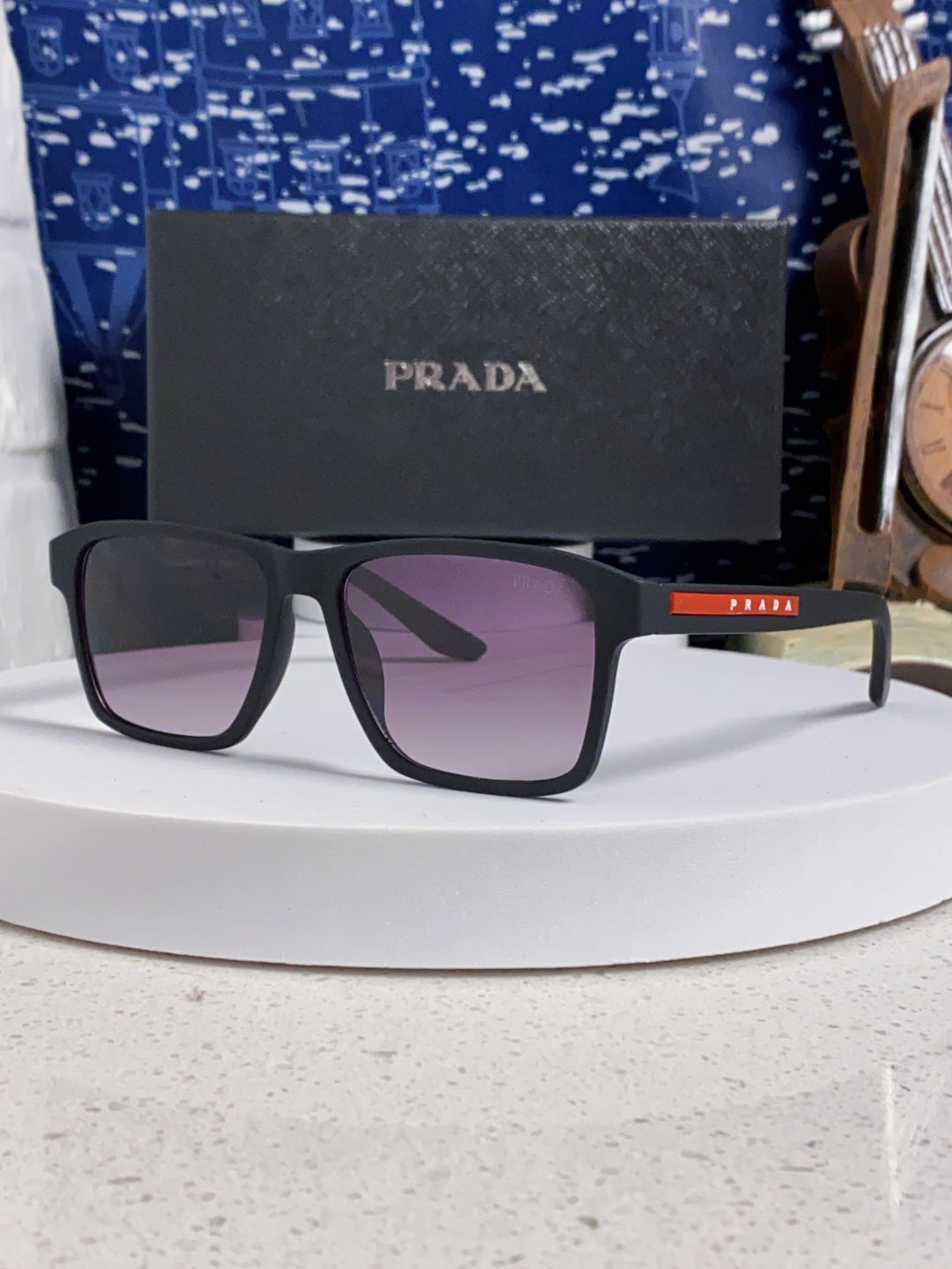 Prada Polarized Square Silver Lens Sunglasses for Men & Women