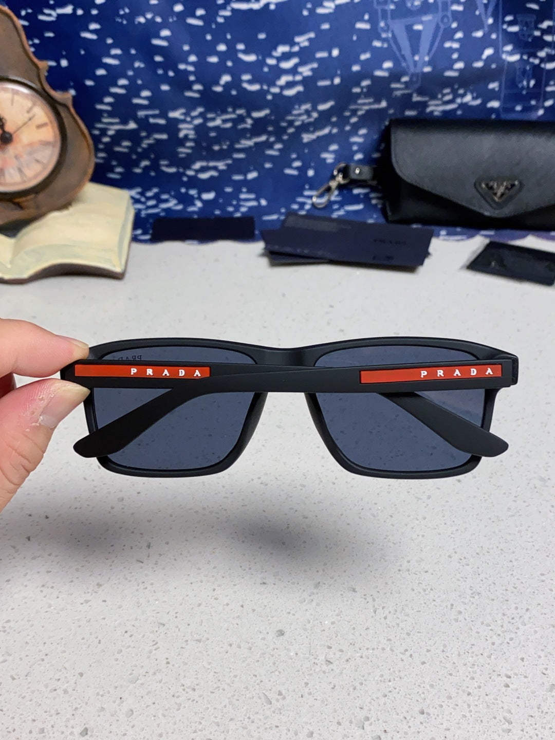 Prada Polarized Square Blue Lens Sunglasses for Men & Women - 398888 - detail image 5