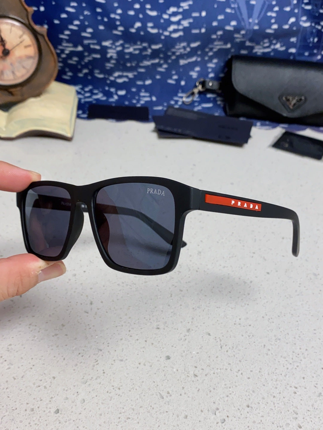 Prada Polarized Square Blue Lens Sunglasses for Men & Women - 398888 - detail image 6