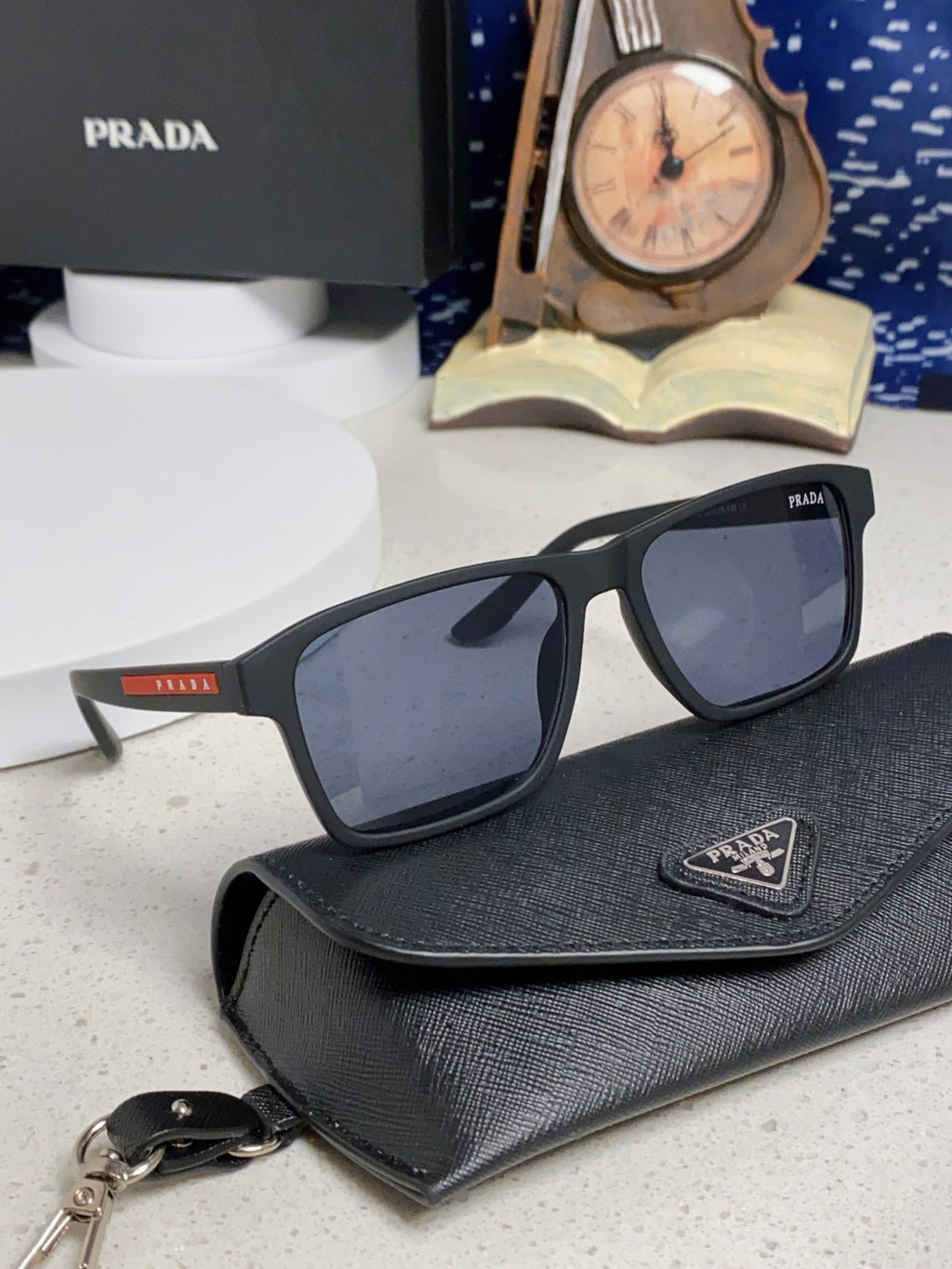 Prada Polarized Square Blue Lens Sunglasses for Men & Women - 398888 - detail image 10