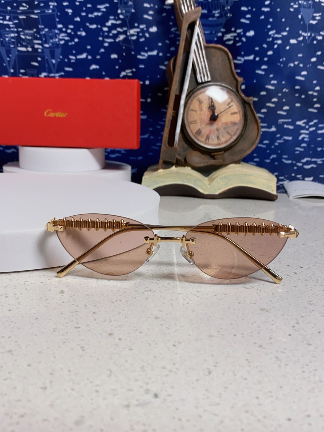 Cartier Lightweight Metal Rimless Red Lens Sunglasses for Men & Women - 398980 - detail image 9