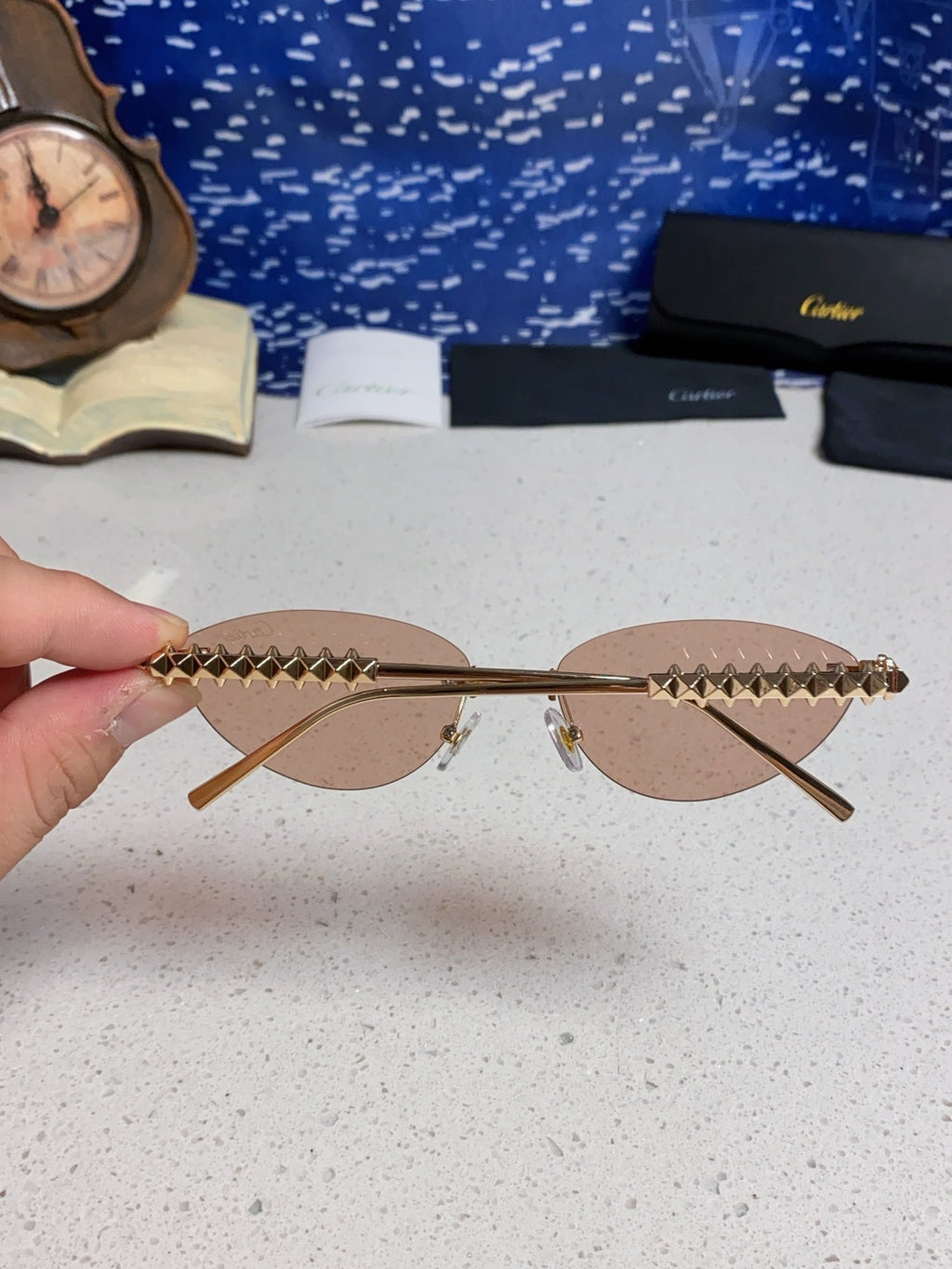 Cartier Lightweight Metal Rimless Red Lens Sunglasses for Men & Women - 398980 - detail image 5