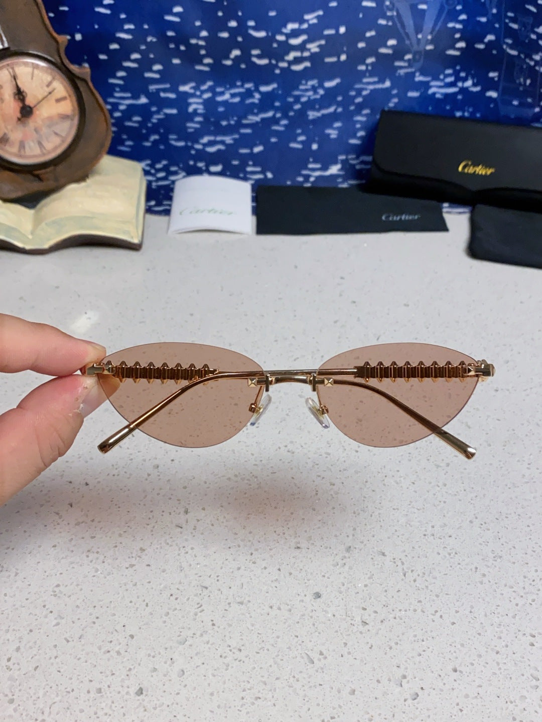 Cartier Lightweight Metal Rimless Red Lens Sunglasses for Men & Women - 398980 - detail image 4