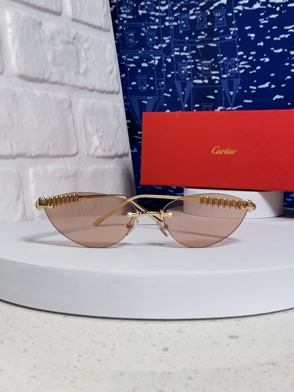 Cartier Lightweight Metal Rimless Red Lens Sunglasses for Men & Women - 398980 - detail image 2