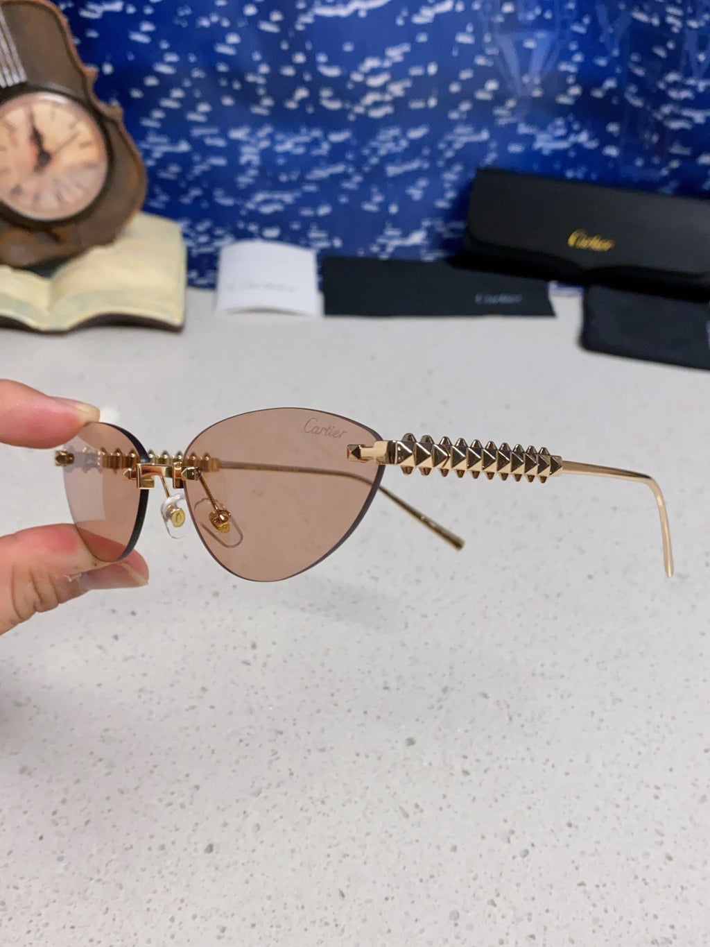 Cartier Lightweight Metal Rimless Red Lens Sunglasses for Men & Women - 398980 - detail image 6