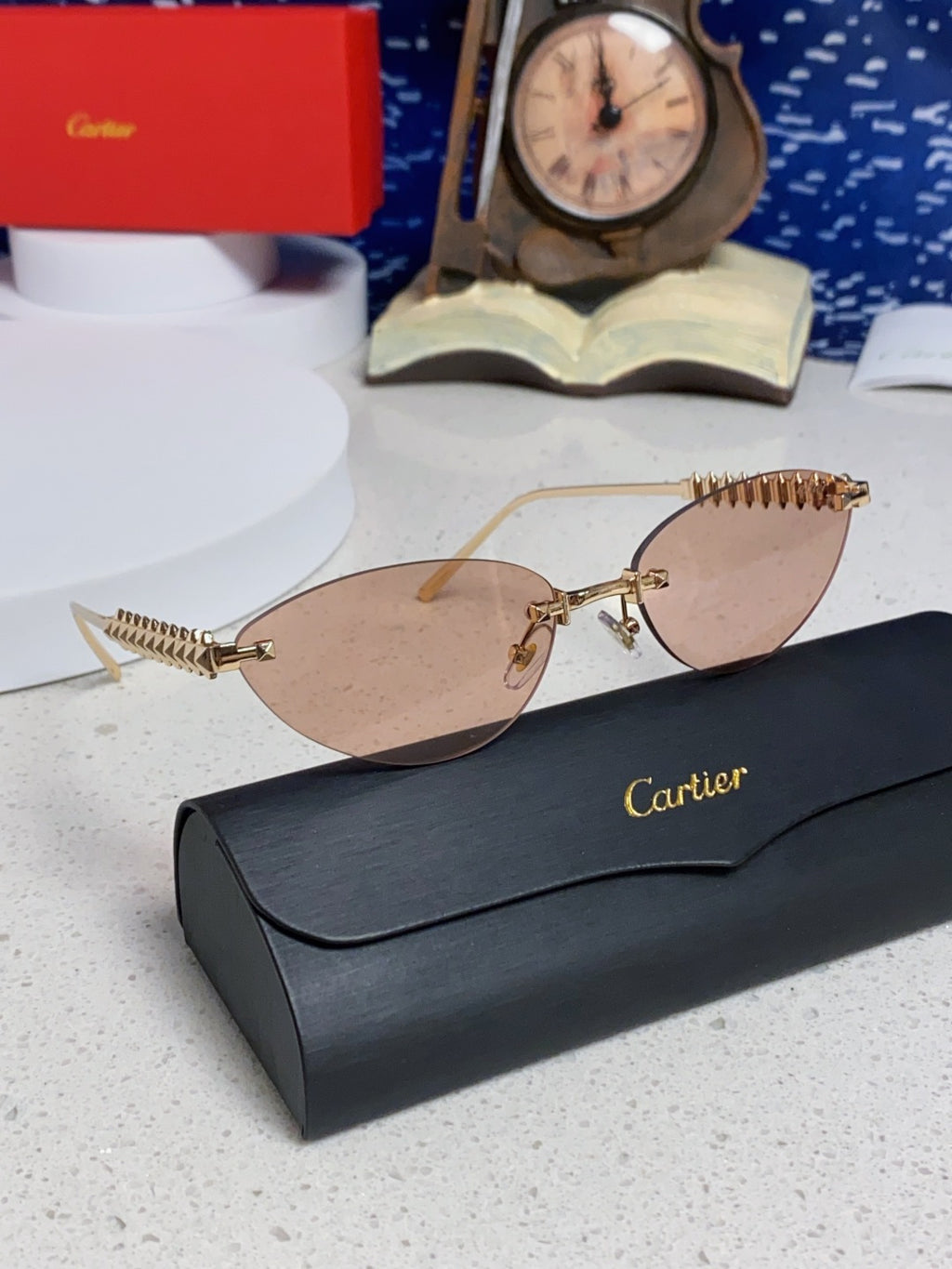 Cartier Lightweight Metal Rimless Red Lens Sunglasses for Men & Women - 398980 - detail image 10