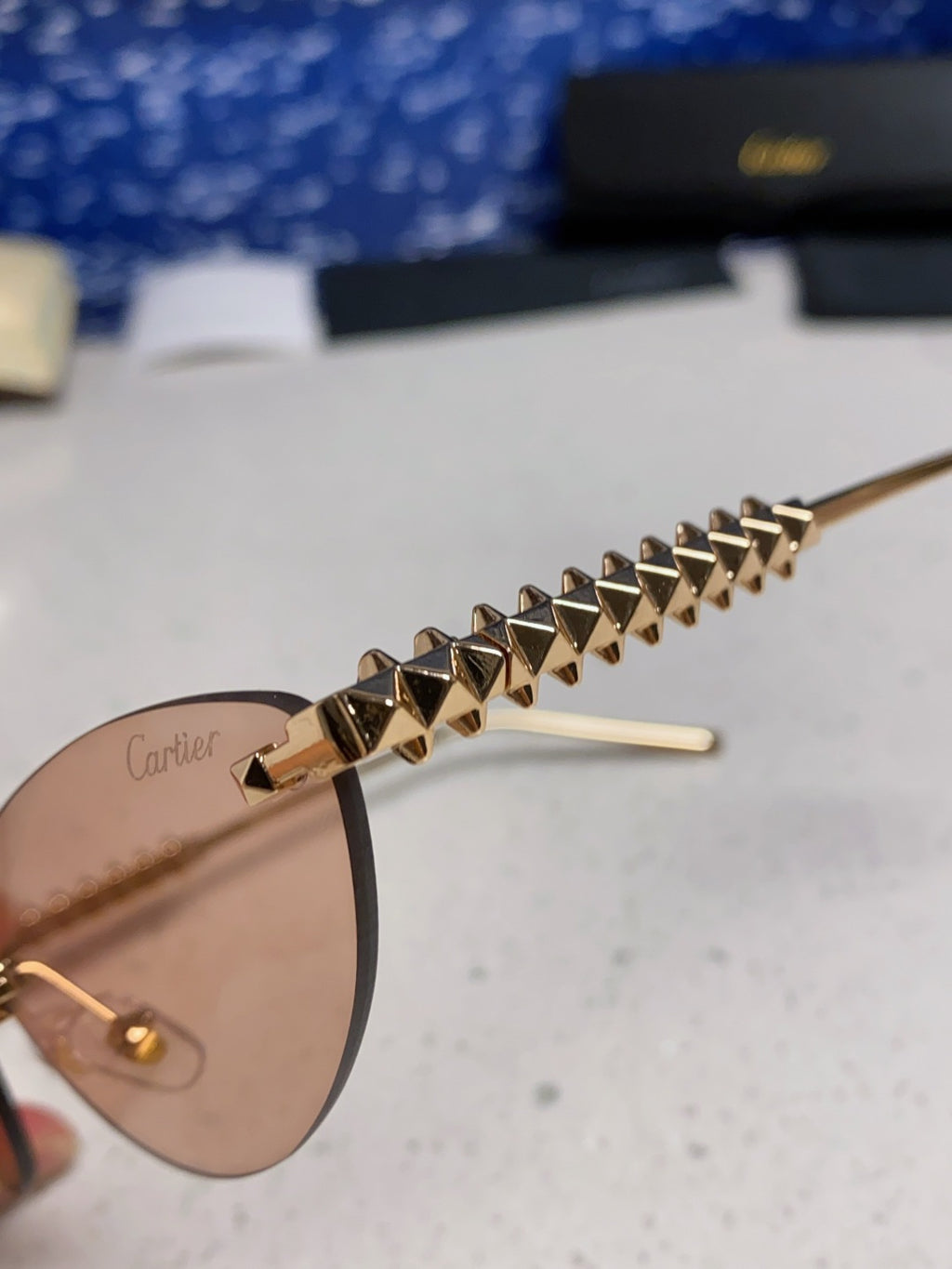 Cartier Lightweight Metal Rimless Red Lens Sunglasses for Men & Women - 398980 - detail image 7