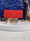 Cartier Lightweight Metal Rimless Brown Lens Sunglasses for Men & Wom - 398981