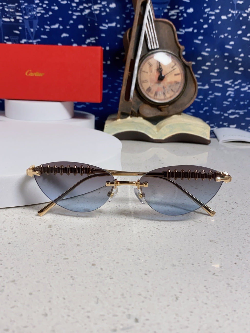 Cartier Lightweight Metal Rimless Silver Lens Sunglasses for Men & Wo - 398982 - detail image 8