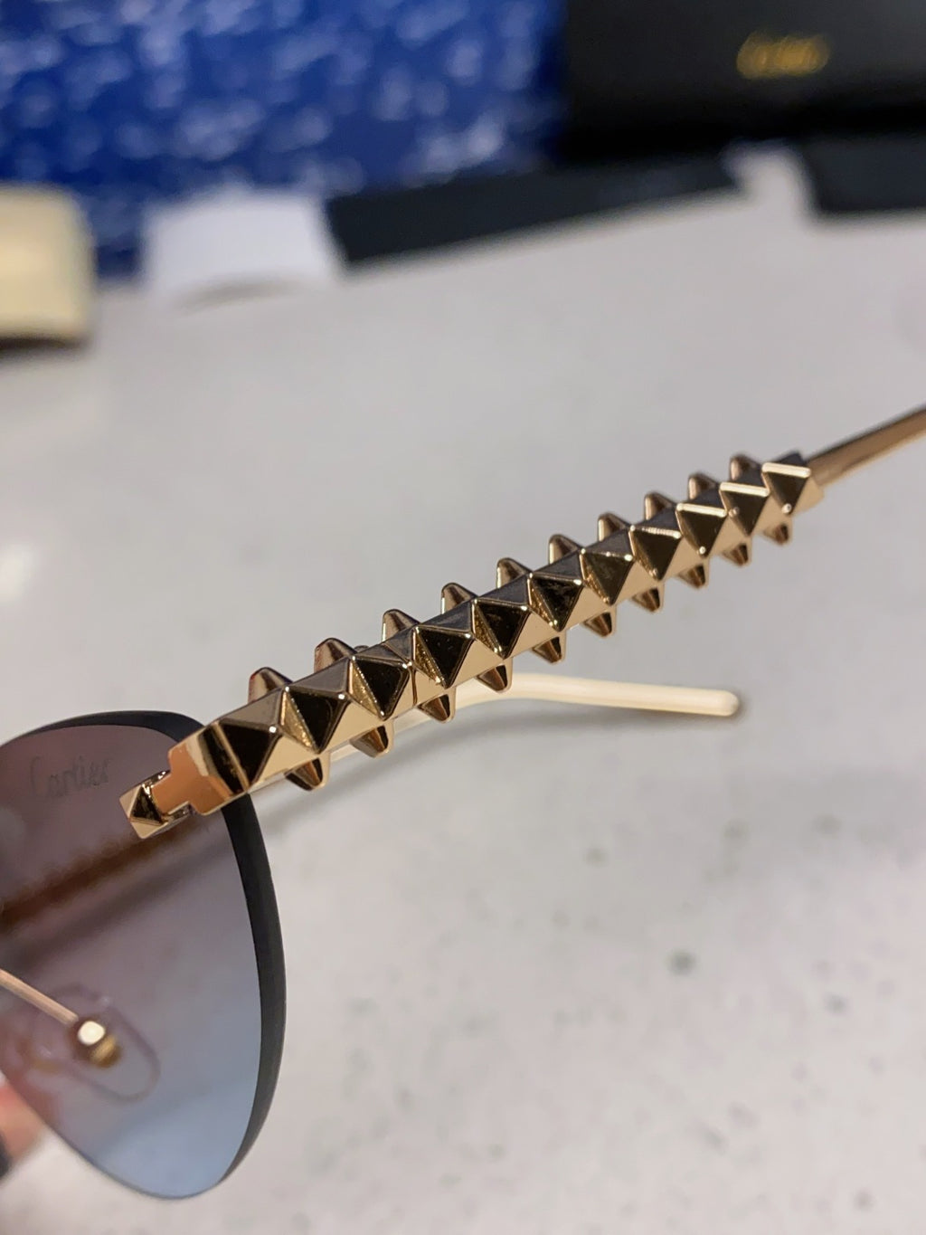 Cartier Lightweight Metal Rimless Silver Lens Sunglasses for Men & Wo - 398982 - detail image 6
