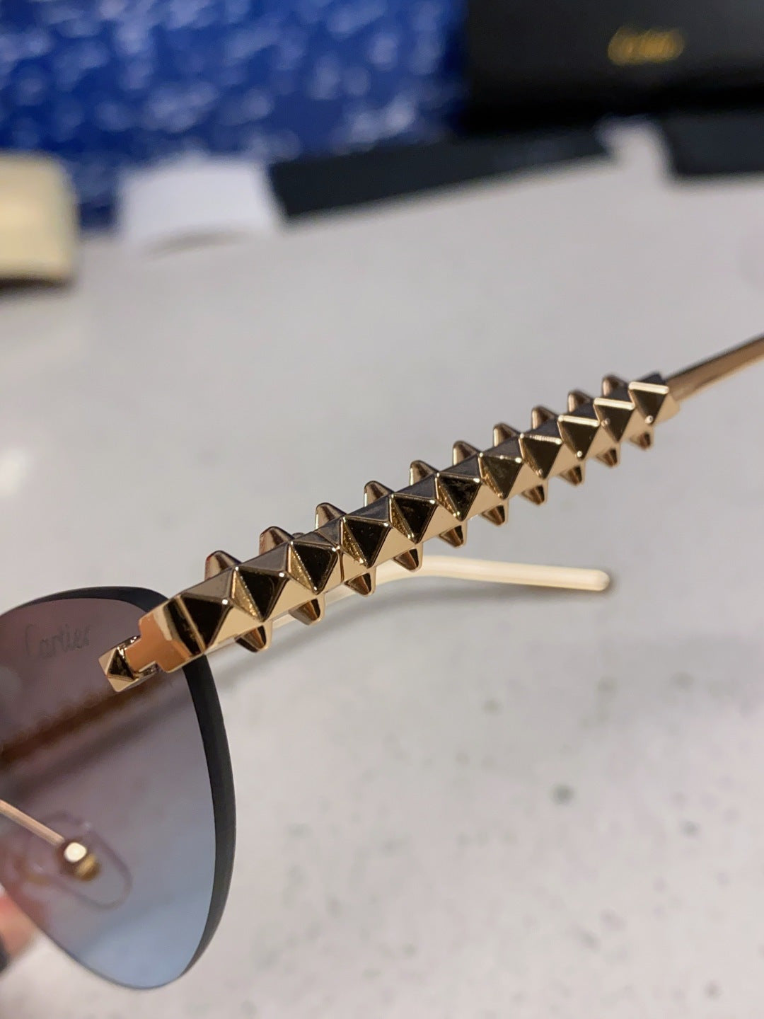 Cartier Lightweight Metal Rimless Silver Lens Sunglasses for Men & Wo - 398982 - detail image 6