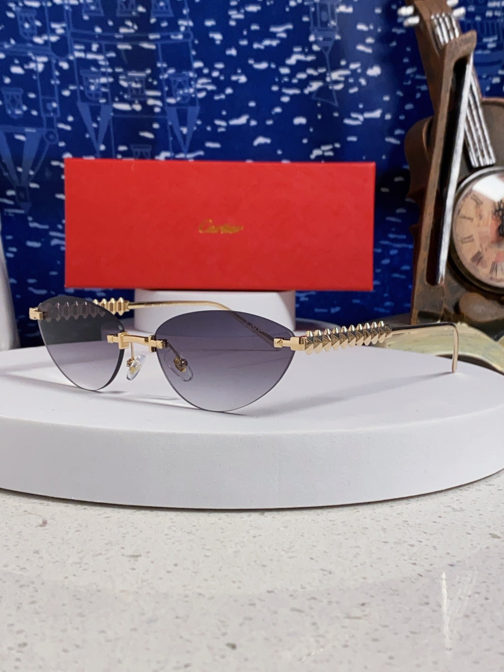 Cartier Lightweight Metal Rimless Silver Lens Sunglasses for Men & Wo - 398983