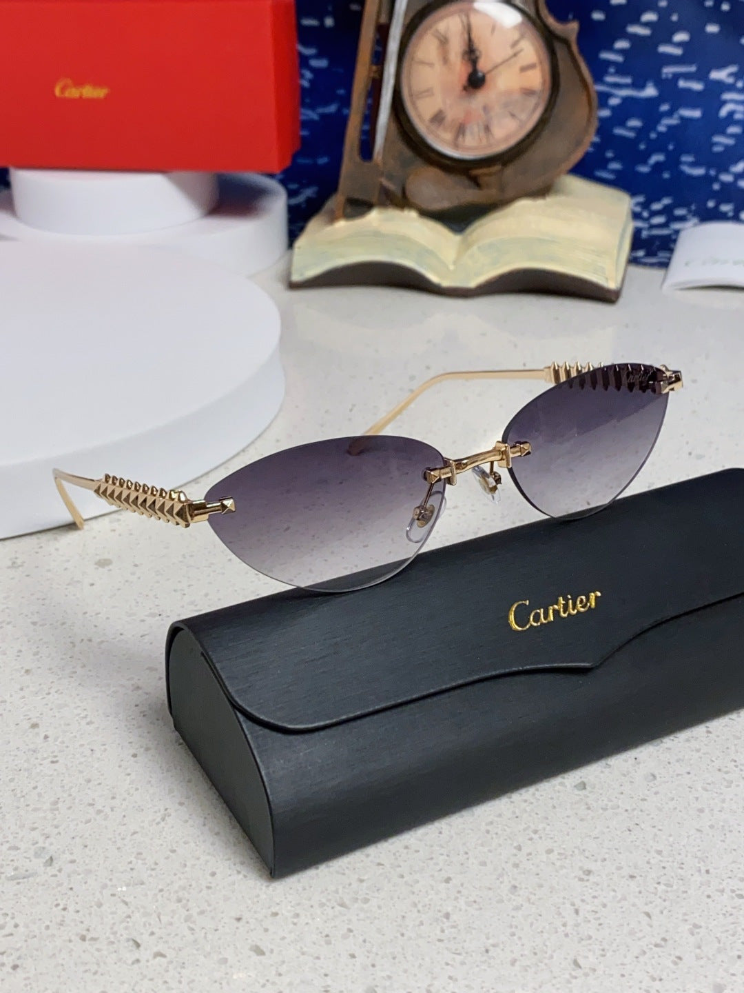 Cartier Lightweight Metal Rimless Silver Lens Sunglasses for Men & Wo - 398983 - detail image 10