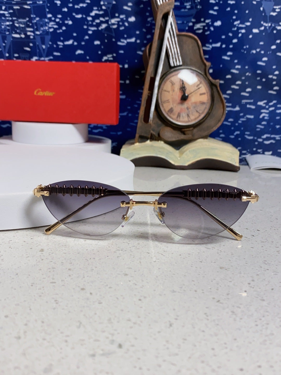 Cartier Lightweight Metal Rimless Silver Lens Sunglasses for Men & Wo - 398983 - detail image 9