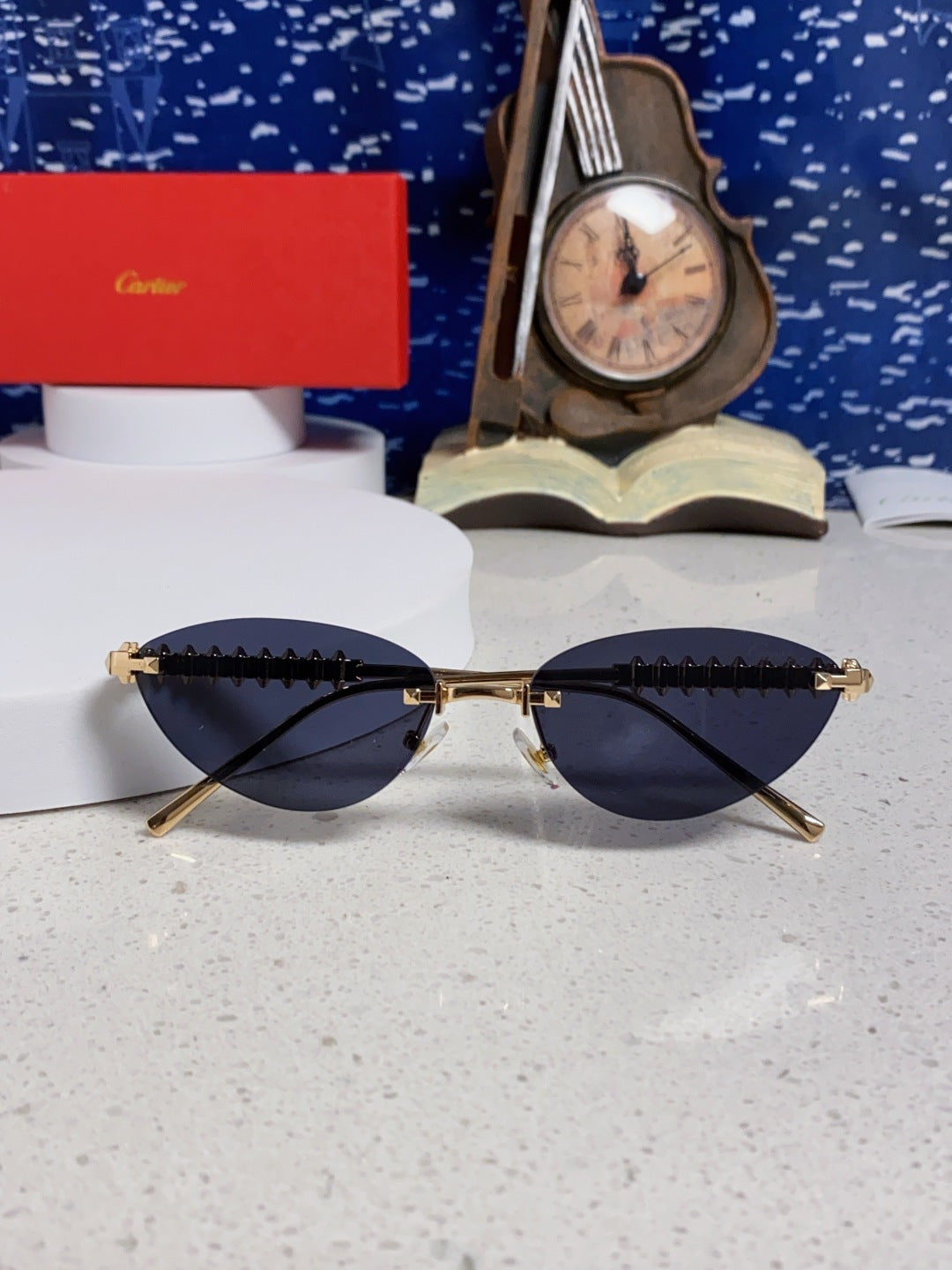Cartier Lightweight Metal Rimless Pink Lens Sunglasses for Men & Women - detail image 9
