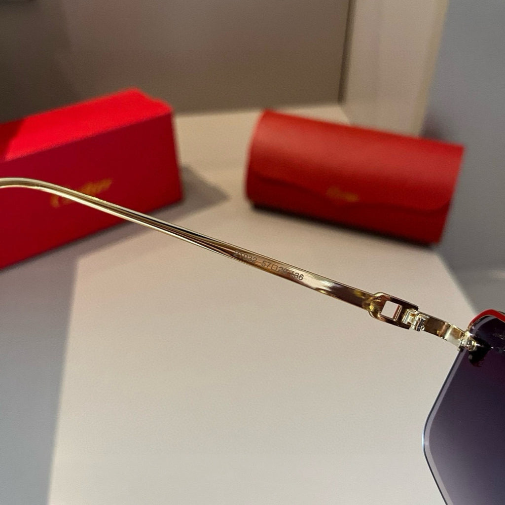 Cartier Lightweight Metal Rimless Gold Lens Sunglasses for Men & Wome - 487328 - detail image 9