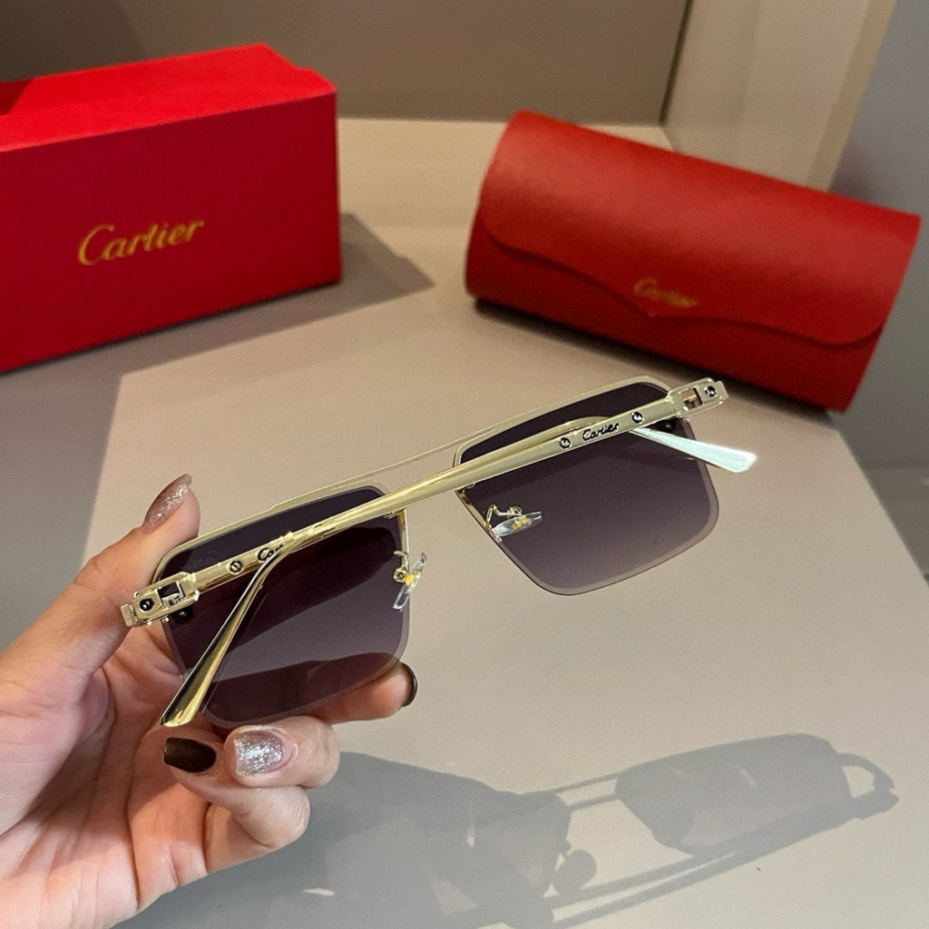 Cartier Lightweight Metal Rimless Gold Lens Sunglasses for Men & Wome - 399044 - detail image 7