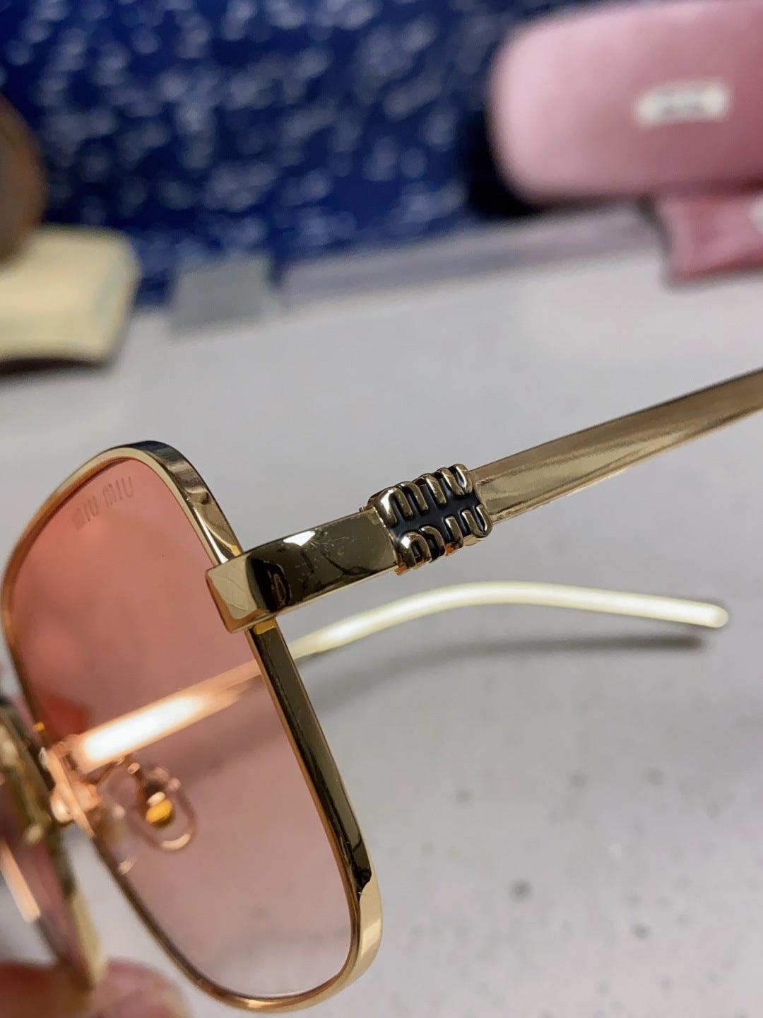 Miu Miu Metal Square Gold Lens Sunglasses for Men & Women - 158612 - detail image 7