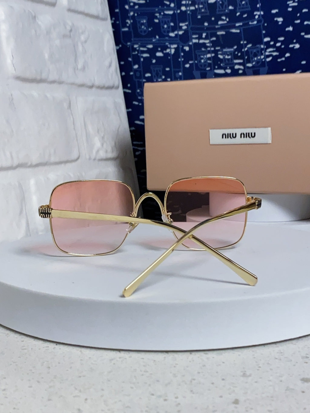 Miu Miu Metal Square Gold Lens Sunglasses for Men & Women - 158612 - detail image 3
