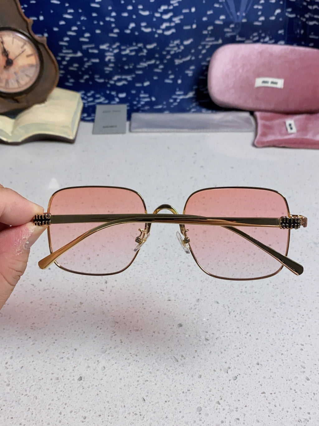 Miu Miu Metal Square Gold Lens Sunglasses for Men & Women - 867221 - detail image 5