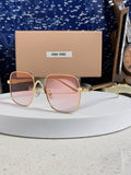 Miu Miu Metal Square Gold Lens Sunglasses for Men & Women - 158612