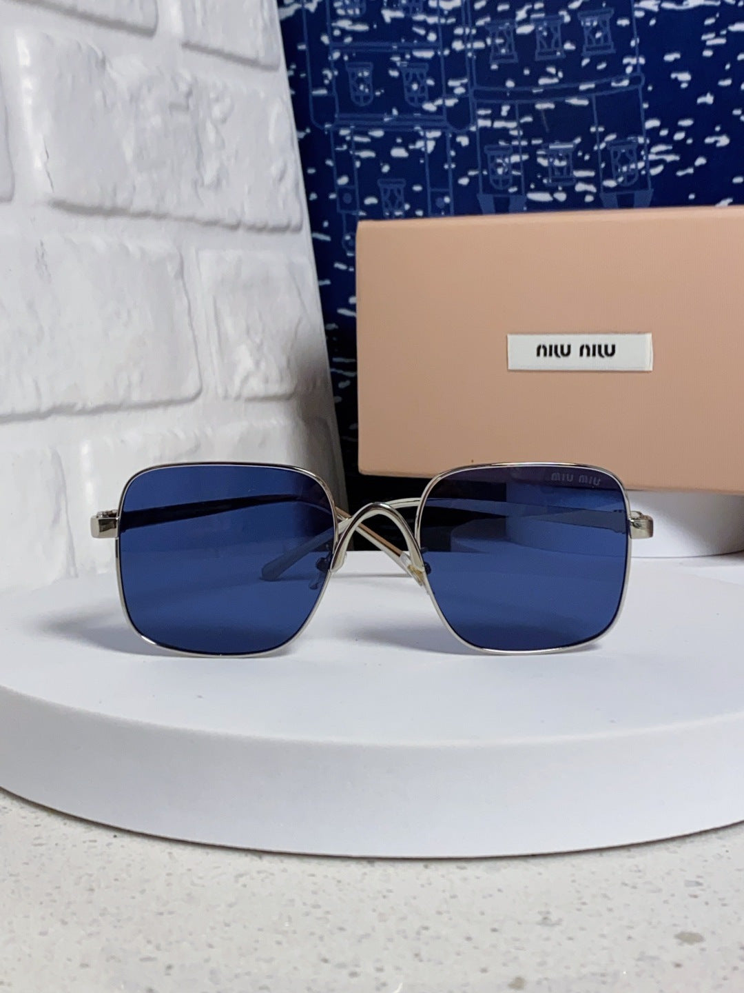 Miu Miu Metal Square Blue Lens Sunglasses for Men & Women - 158613 - detail image 2