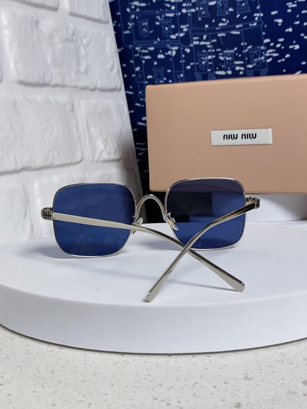 Miu Miu Metal Square Blue Lens Sunglasses for Men & Women - 416161 - detail image 3